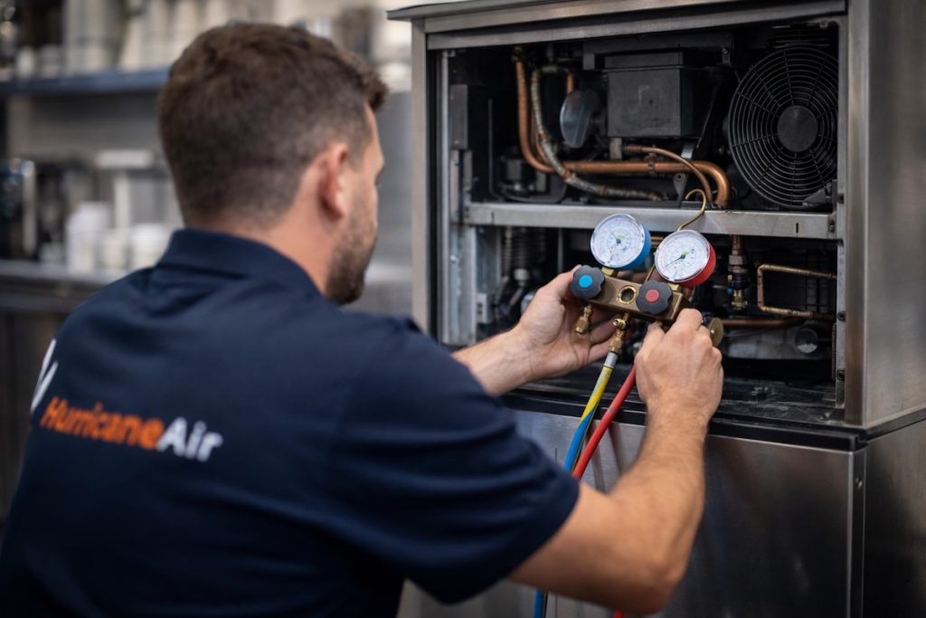 guy fixing ice machine