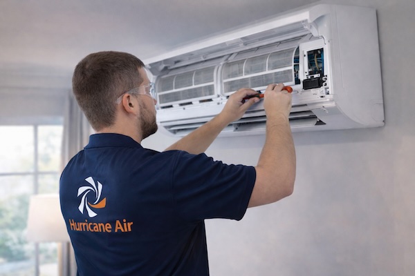 guy servicing a reverse cycle ac