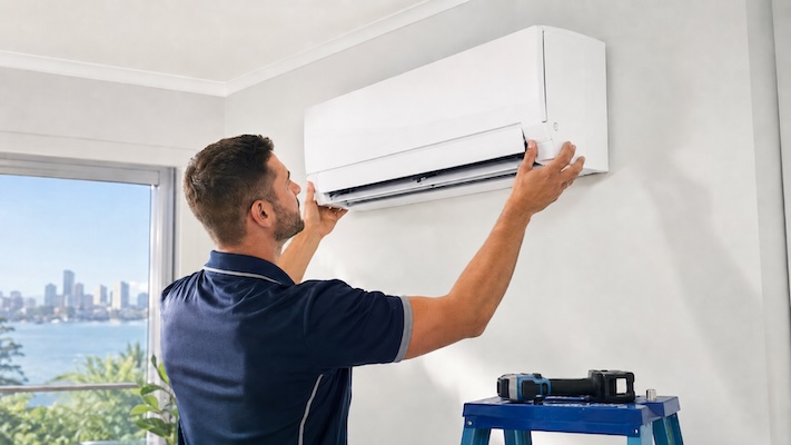 hvac installing a reverse cycle heater