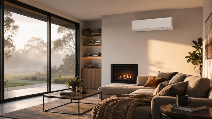 reverse cycle heater on wall