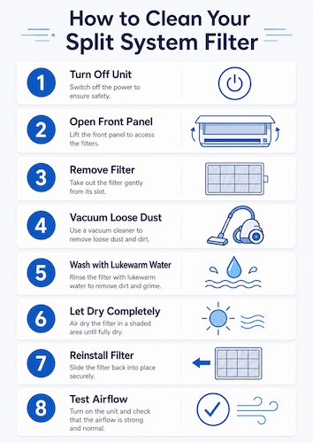 split system cleaning infographic